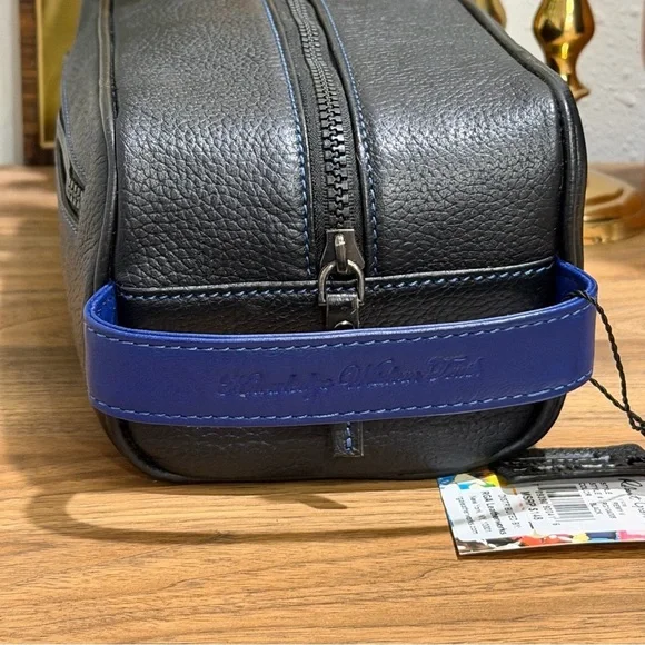 Robert Graham NWT Black Remy V Leather Toiletry Dopp Kit Travel Grooming Bag - Picture 2 of 6